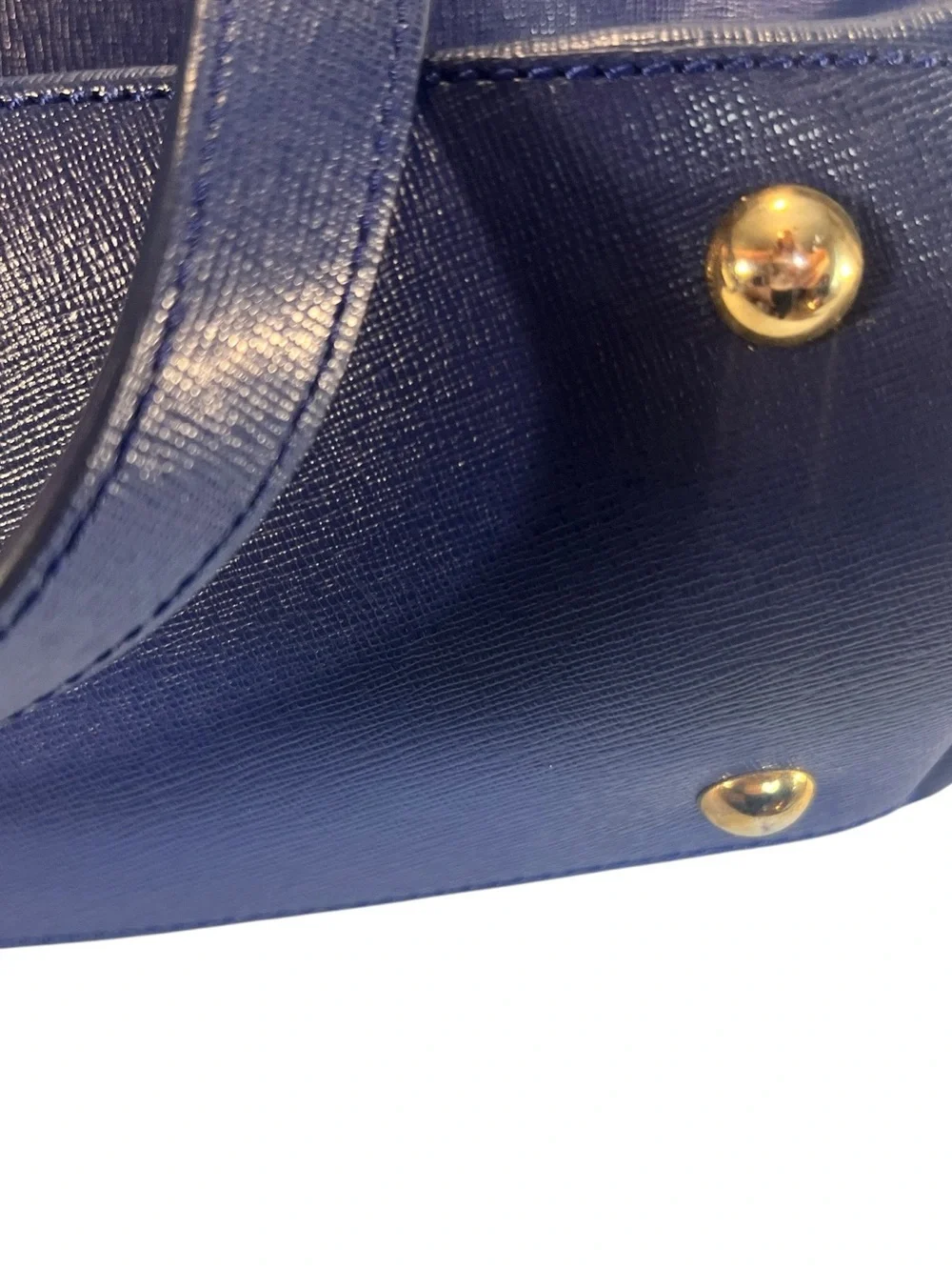 Annamaria's Dark Blue Italian Leather Tote Bag Zippered Detachable Crossbody